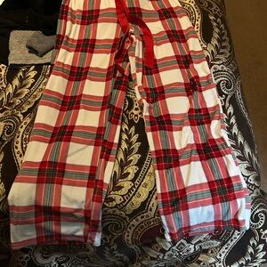 Red and White Christmas Plaid Pajama Pants
